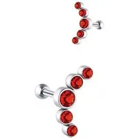 Paletti Single-Ohrstecker Helix Piercing mit roten Farbsteinen PRO STÜCK, -