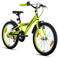 Rezzak Kinderfahrrad 20 Zoll Fahrrad Kinderfahrrad Jungenfahrrad Rücktrittbremse Gelb 080, 1 Gang, Keine, V- Bremse Rücktrittbremse Fahrradständer Schutzblech Klingel
