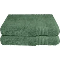 Schiesser Duschtücher Milano aus 100% Baumwolle mit eleganter Bordüre in Hoch-Tief-Optik, Frottier (Set, 2-St), Made in Green