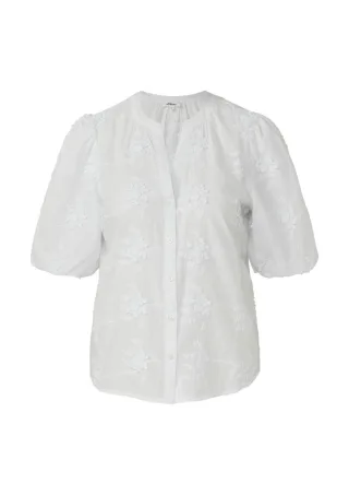 s.Oliver Red Label - Bluse mit Ballonärmeln und floraler Stickerei weiß - Gr. - 34