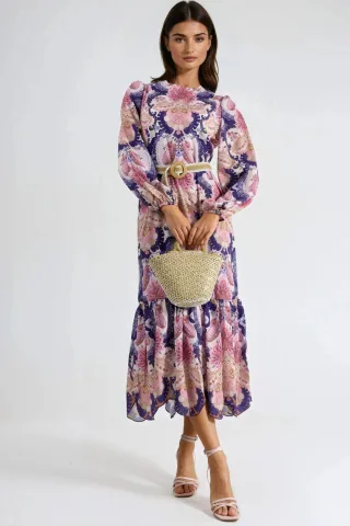 Gepolstertes Midikleid mit Paisleymuster