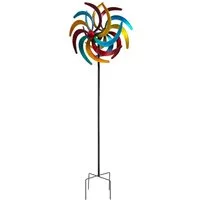 Spetebo Windspiel Garten Deko Metall Doppel Windrad bunt Ø 38cm