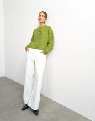 topshop - TSFLORA KNITTED BOXY RIB CARDIGAN KNT Green Bee - Gr. - S