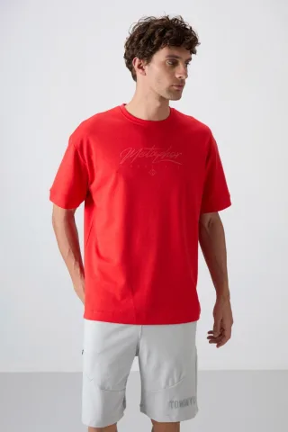 Übergröße Bedrucktes Rundhals-T-Shirt