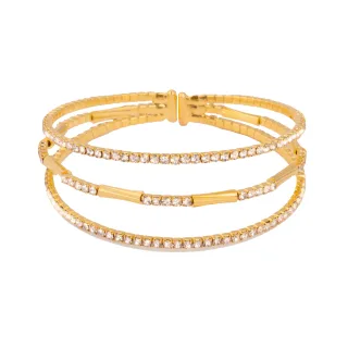 Luxenter Armband mit funkelnden Zirkonia-Steinen, 18 Karat Gelbgold-Finish – Amlok