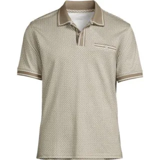 Supima Poloshirt mit Brusttasche, Herren,  Beige, Baumwolle, by Lands' End