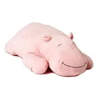 Uni-Toys Kuscheltier Plüsch-Kissen Nilpferd, ultraweich, 56 cm - hellblau/rosa - Plüschtier, zu 100 % recyceltes Füllmaterial