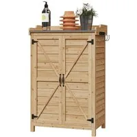AOXUN Garten-Geräteschrank mit verstellbaren Fächern & Seitenhaken, BxT: 64x40 cm, (1 St), Gartenschrank Holz mit Pflanztisch, Doppeltür, 64x40x95 cm
