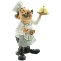 Dekoleidenschaft Dekofigur "Chefkoch Francois" aus Polyresin, 23 cm hoch, witzige Statue, Figur für Küche & Esszimmer