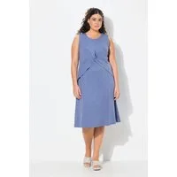 Ulla Popken Jerseykleid Jerseykleid Lagenoptik A-Linie Rundhals ärmellos