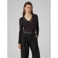 Vero Moda V-Shirt VMROSA LS V-NECK LACE TOP GA JRS NOOS
