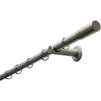 GARDINIA Gardinenstange Set Metall, Ø 20 mm, 1-läufig, Fixmaß, mit Bohren, verschraubt, Metall, 1-Lauf