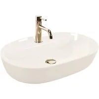 wohnwerk.idee Aufsatzwaschbecken Design-Waschbecken oval, Keramik, mit Hahnloch