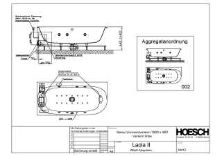 Hoesch Monolith Einbau Whirlwanne iSensi Vorwand 1900x900 links mit Laola II 3841Z.010305002