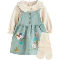 Next Latzkleid 3er Set Baby Trägerkleid, Bodysuit & Strumpfhose (3-tlg)