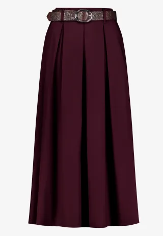 zero - Baumwollrock mit Gürtel dark aubergine - Gr. - 44