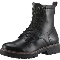 Tamaris Schnürboots, Blockabsatz, Schnürstiefelette, Combat-Boots mit Kontrast-Rahmennaht