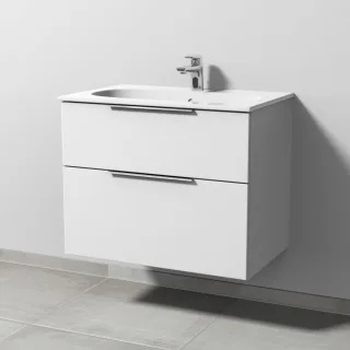 Sanipa 3way Waschtischunterbau zu Geberit Acanto Slim Waschtisch mit 2 Auszügen, Weiß-Soft UM41143