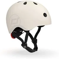 Scoot and Ride Kinderhelm S Ash, Schutzhelm mit LED Licht, 51 - 55 cm Fahrradhelm