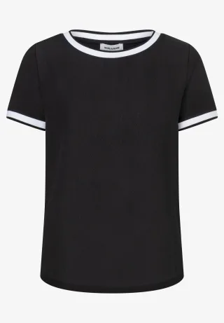 MORE & MORE - Blusenshirt mit Kontrastabschlüssen schwarz - Gr. - 44