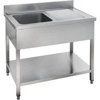GastroHero Arbeitstisch Spültisch 120x70 cm - Edelstahl mit Becken - Gastro - Spüle
