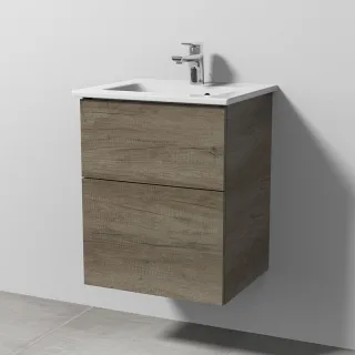 Sanipa 3way Keramik-Set Venticello Keramik-Waschtisch und Unterbau mit 2 Auszügen, Eiche-Nebraska SM32037