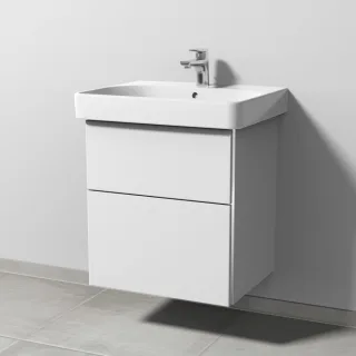 Sanipa 3way Waschtischunterbau zu Geberit Smyle Square Waschtisch mit 2 Auszügen, Weiß-Soft BR67043