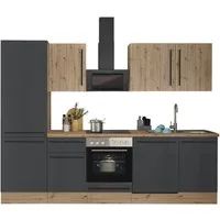 KOCHSTATION Küchenzeile KS-Florida mit 38mm starker Arbeitsplatte, Breite 280 cm, wahlweise mit E-Geräten, Soft-Close-Funktion