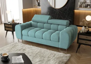 Sofa Designersofa BASTIEN 2-Sitzer in Stoff Moly Sky