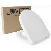 LUVETT WC-Sitz D140 Softclose Absenkautomatik, Duroplast, Geberit Renova Icon, D-Form (2 Montagevarianten von oben), mit Original SoftClose® Absenkautomatik, Duroplast, WrapOver