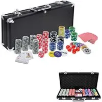 FIVMEN Spiel Pokerkoffer Pokerset mit 500 Chips Pokerspiel Aluminium Koffer, inkl. Pokerdecks, Würfel, Dealer Button, Poker, Pokerchips, Jetons