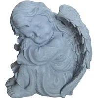 relaxdays Engelfigur Schlafender Grabengel 24 cm, grau