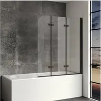 IMPTS Badewannenaufsatz Duschwand für Badewanne Badewannenfaltwand Faltbar 100-140cm, Glas Alu, (Set, 3 tlg., 3 TLG), Duschabtrennung für Badewanne