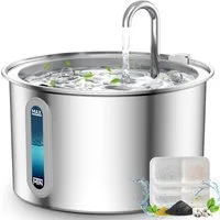 Purpurra Trinkbrunnen Oneisall Trinkbrunnen Edelstahl mit Pumpe 2L/ Filter