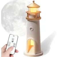 VIVIHEYDAY Nachtlicht Leuchtturm Deko,LED Leuchtturm Lampe, USB-Aufladung, Fernbedienungs- Modell, Mondlicht Projektor Lampe,LED Deko Lampe Mond, Leuchtfeuer mit Fernbedienung/Bluetooth, Nachtlicht für Schlafzi