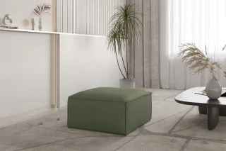 Polsterhocker Designerhocker CELES PREMIUM 65x65 cm in Stoff Scala Forest