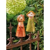MF Gartenzaun Hans & Hilde Zaunhocker 2er Set Keramikfiguren für Gartenzaun, (2-St)