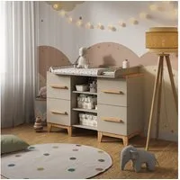 VitaliSpa® Wickelkommode Malia, Cashmere/Artisan/Artisan, 133 x 98 cm XL mit 4 Schubladen