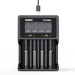 XTAR VC4SL QC3.0 LCD Screen Display 3.6V/3.7V/1.2V Li-ion Battery Charger 4-Slots Type-C Fast Charging Current Optional