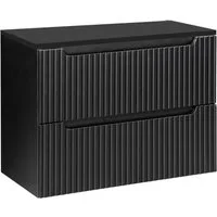 Lomadox Waschbeckenschrank NEWPORT-56-BLACK 80 cm Waschtisch-Unterschrank 40 cm tief Badschrank schwarz 2 Auszüge
