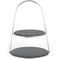 ECHTWERK Etagere Schiefer Etagere, Schiefer, mit 2 Ebenen Naturschiefer und Bügelgriff, Schieferplatten 25/ 30cm