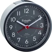 Eichmüller Funkwecker 9841-01 Analog Grau leise Snooze Beleuchtung Nachttischwecker