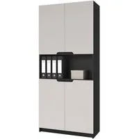 Vladon Aktenschrank Logan V2 (Aktenschrank, mit Soft-Close Funktion) Schwarz matt/Cashmere (82 x 184 x 37 cm)