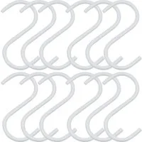 SO-TECH® S-Haken für Rundstäbe bis Ø 30 mm für Garderoben, Küchenreling uvm., (Spar-Set, 12-St), Weiß Satin pulverbeschichtet
