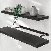 Casaria Wandboard, Schwarz Hängeregal mit Halterung 15kg Tragkraft Küche Matt 90cm