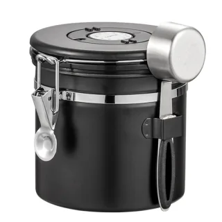 IPRee 1.2L/1.8L Coffee Bean Storage Container Stainless Steel Vacuum Sealed Canister with One Way Valve Date Tracker Air