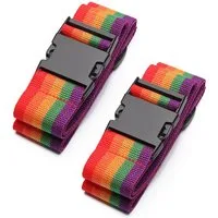 KONO Koffergurt Gepäckgurt Verstellbar – Regenbogenfarben Kofferband für Reisen, (2-tlg)