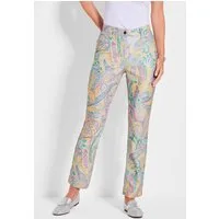GOLDNER Stoffhose Elegante Hose LOUISA mit Paisley-Muster In schmaler Passform, 5-Pocket-Stil, Formbund