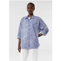comma Kurzarmbluse Bluse Hemdbluse mit All-over-Print und weitem 3/4-Arm