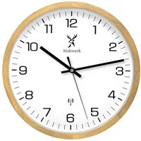 Holzwerk Funkwanduhr Designer Loft Funk Holz Wand Uhr, braun, beige, weiß (Nahezu lautloses Uhrwerk, analog, 30 cm)